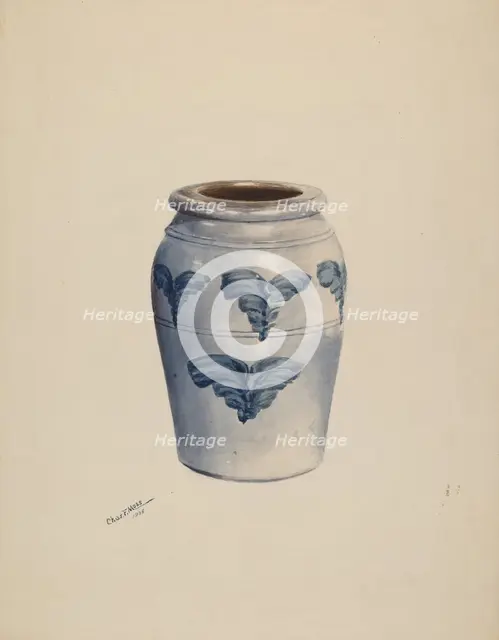 Gray Stoneware Crock, c. 1937. Creator: Charles Moss.