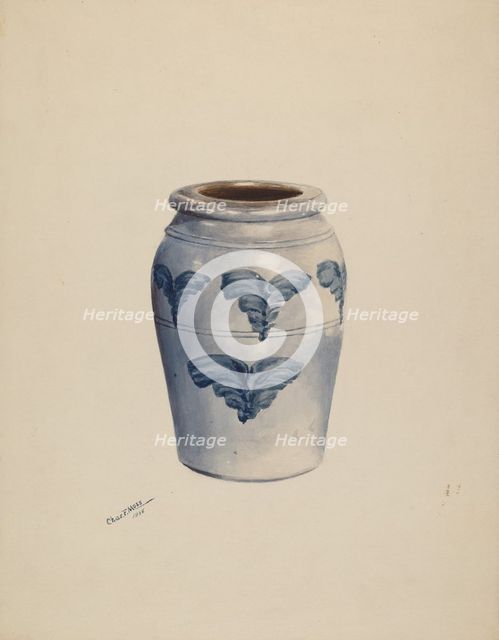 Gray Stoneware Crock, c. 1937. Creator: Charles Moss.