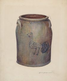 Gray Stoneware Crock, c. 1939. Creator: Luella Schroeder