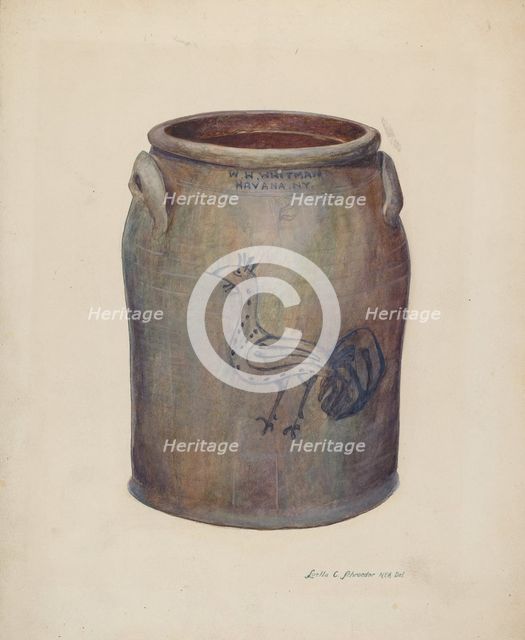 Gray Stoneware Crock, c. 1939. Creator: Luella Schroeder.