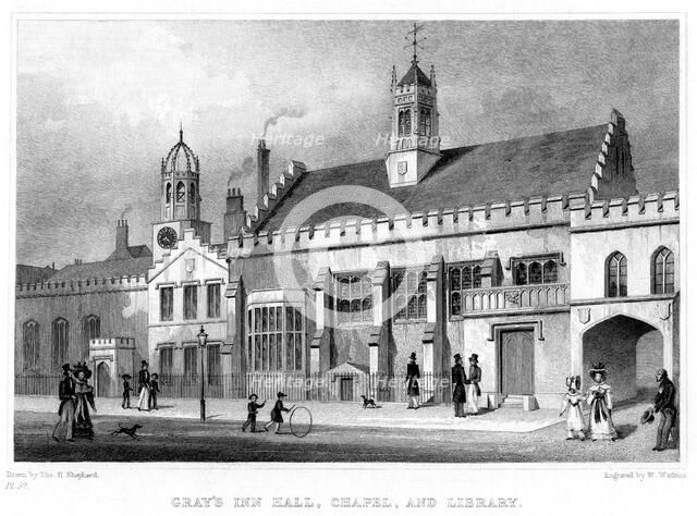Gray's Inn Hall, Chapel, and Library, London, 19th century.Artist: W Watkins