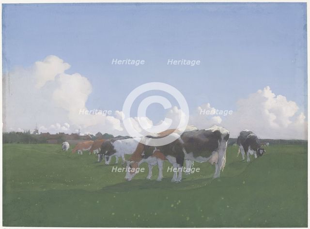 Grazing cows in a meadow, c. 1800-c. 1900. Creator: Jan Voerman I.