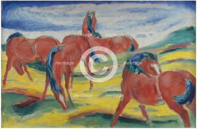 Grazing horses III, 1910. Artist: Marc, Franz (1880-1916)