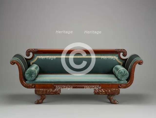 "Grecian" sofa, about 1825-1835. Creator: Unknown.