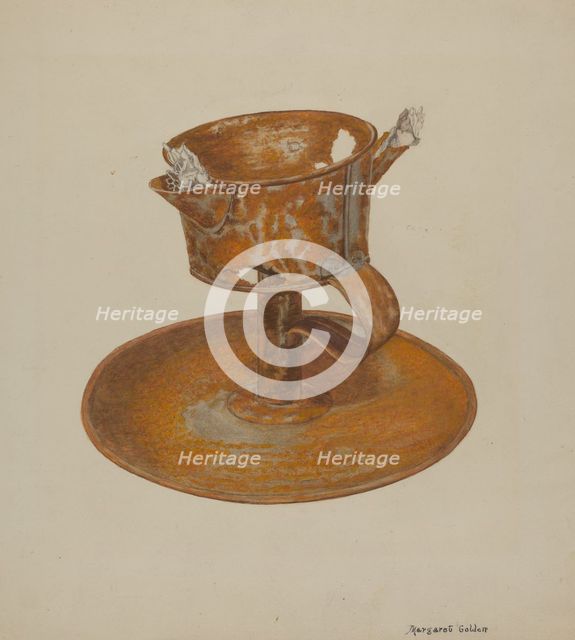 Grease Lamp, c. 1941. Creator: Margaret Golden.