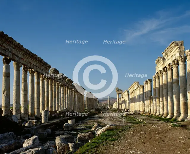 Great Colonnade and Cardo Maximus, Apamea, Syria, 2nd century, (2001).  Creator: LTL.