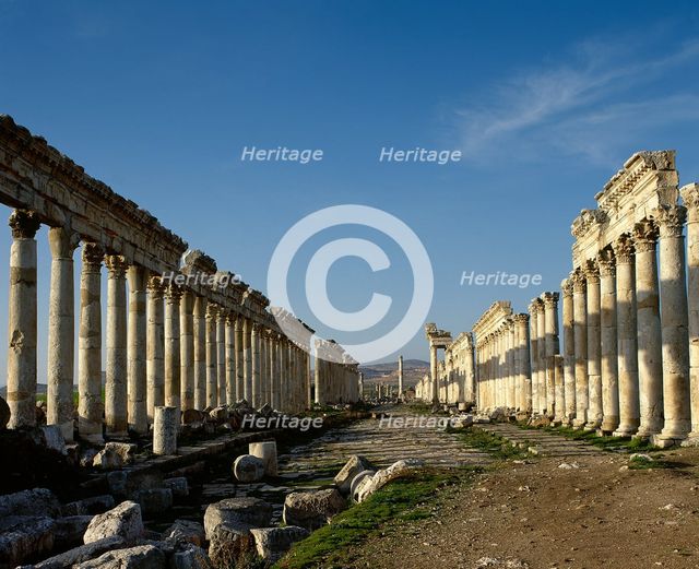 Great Colonnade and Cardo Maximus, Apamea, Syria, 2nd century, (2001).  Creator: LTL.