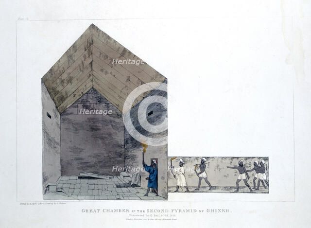'Great Chamber in the Second Pyramid of Ghizeh', Egypt, 1820. Artist: Agostino Aglio