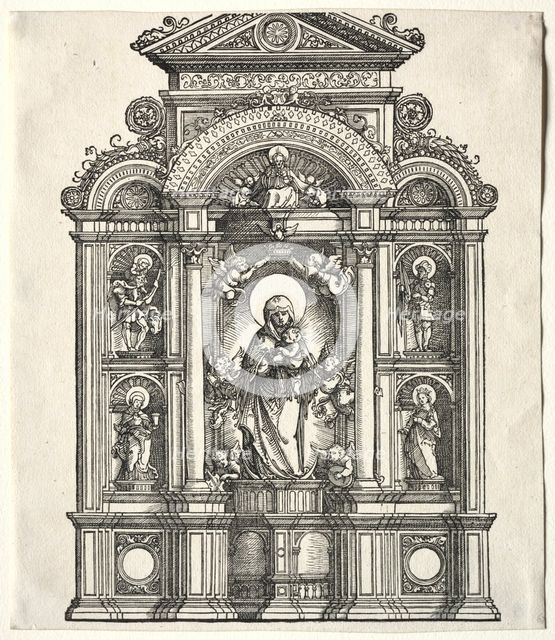 Great Altar with the Virgin, in a border with SS. Christopher, George, Barbara, Catherine, 1520. Creator: Albrecht Altdorfer (German, c. 1480-1538).