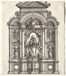 Great Altar with the Virgin, in a border with SS. Christopher, George, Barbara, Catherine, 1520. Creator: Albrecht Altdorfer (German, c. 1480-1538)