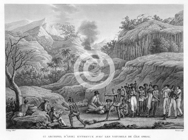 Great Asian Archipelago: French explorers with natives on the Island of Ombai Artist: Edme Bovinet