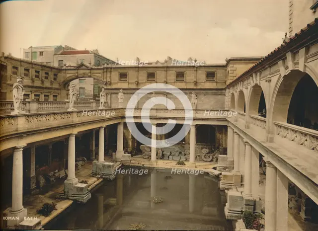 Great Bath, Roman Baths, Bath, Somerset, c1925. Artist: Unknown