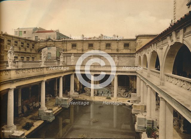 Great Bath, Roman Baths, Bath, Somerset, c1925. Artist: Unknown