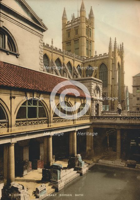 Great Bath, Roman Baths, Bath, Somerset, c1925. Artist: Unknown