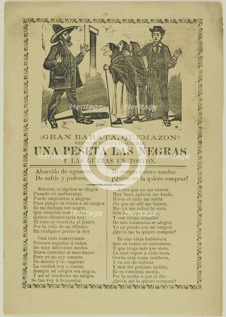 Great Bargain Sale, Selling All Mother-in-Laws, 1880–1913. Creator: José Guadalupe Posada.