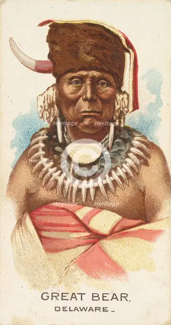 Great Bear, Delaware, from the American Indian Chiefs series (N2) for Allen & Ginter Cigar..., 1888. Creator: Allen & Ginter.