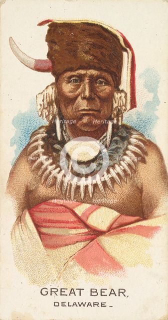 Great Bear, Delaware, from the American Indian Chiefs series (N2) for Allen & Ginter Cigar..., 1888. Creator: Allen & Ginter.
