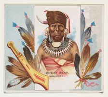 Great Bear, Delaware, from the American Indian Chiefs series (N36) for Allen & Ginter Ciga..., 1888. Creator: Allen & Ginter