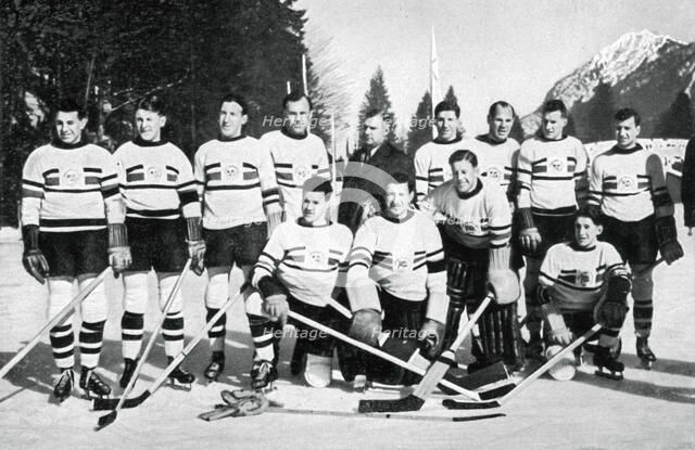 Great Britain ice hockey team, Winter Olympic Games, Garmisch-Partenkirchen, Germany, 1936. Artist: Unknown