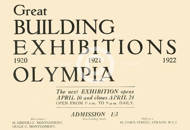 'Great Building Exhibition - Olympia', 1920. Creator: Unknown.