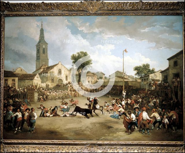 Great bullfight and greasy pole', Eugenio Lucas Oil, 1856.