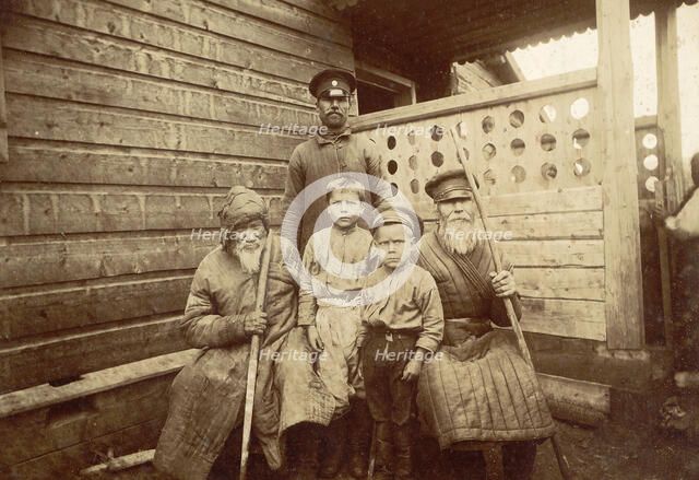 Great-grandfather, grandfather, grandson and great-grandchildren, 1909. Creator: Nikolai Georgievich Katanaev.