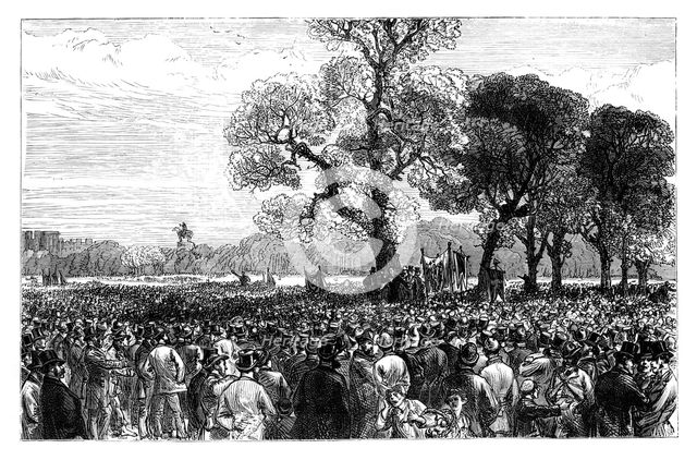 Great demonstration at the Reformers Tree in Hyde Park, London, mid 19th century. Artist: Unknown