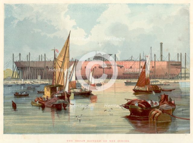 'Great Eastern' on the stocks at Millwall on the Thames, 1857. Creator: Unknown.