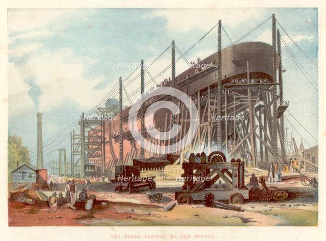'Great Eastern' on the stocks at Millwall on the Thames, 1857. Creator: Unknown.