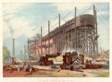 Great Eastern on the stocks at Millwall on the Thames, 1857. Creator: Unknown