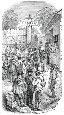 Great Exhibition Building - Paying the Workmen, 1850. Creator: Unknown