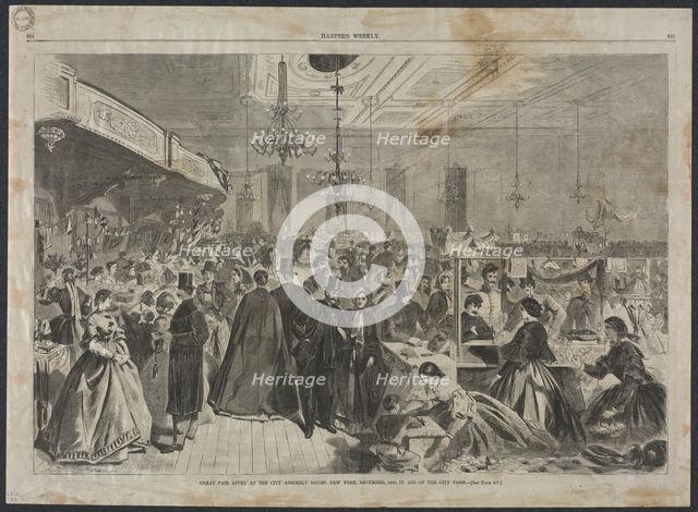 Great Fair Given at the City Assembly Rooms, New York, December, 1861..., 1861. Creator: Winslow Homer (American, 1836-1910).