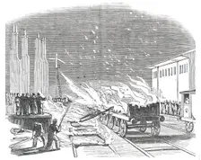 Great Fire at the Southern and Western Railway Station, Cork, 1850. Creator: Unknown