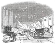 Great Fire at the Southern and Western Railway Station, Cork, 1850. Creator: Unknown
