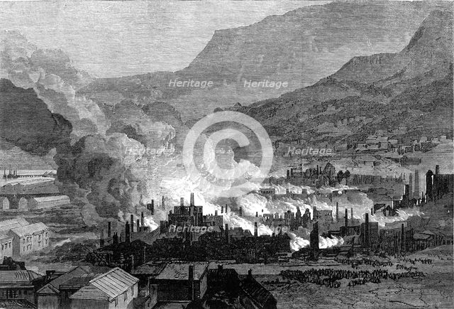Great fire at Port Lyttelton, Canterbury, New Zealand, 1871. Creator: Unknown.