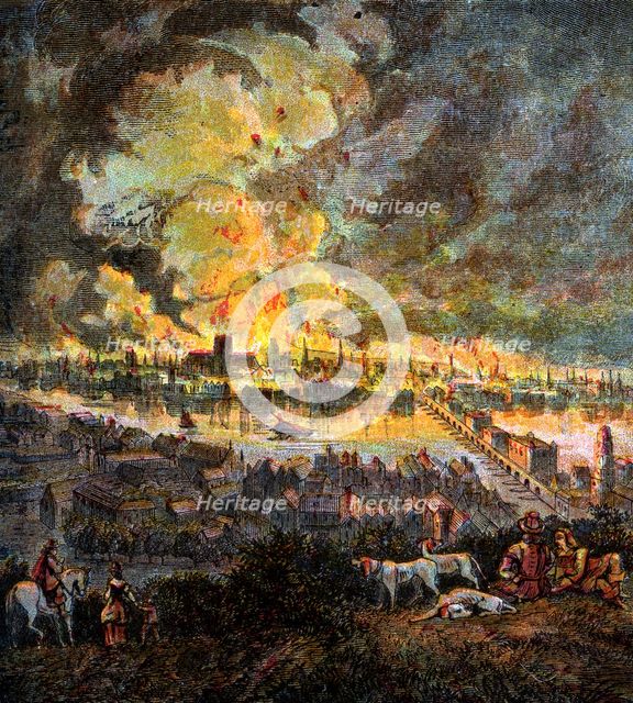 'Great Fire Of London, 1666', (c1850). Artist: Unknown
