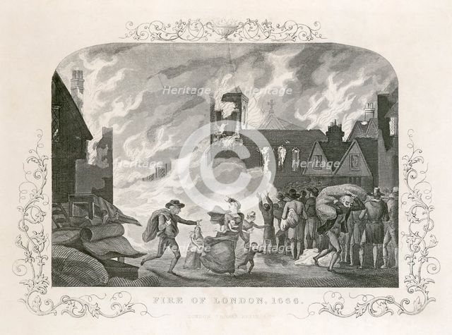 Great Fire of London, 1666 (c19th century). Artist: Unknown.
