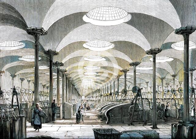 Great hall in Messrs Marshall's flax mill, Leeds, c1880. Creator: Unknown.