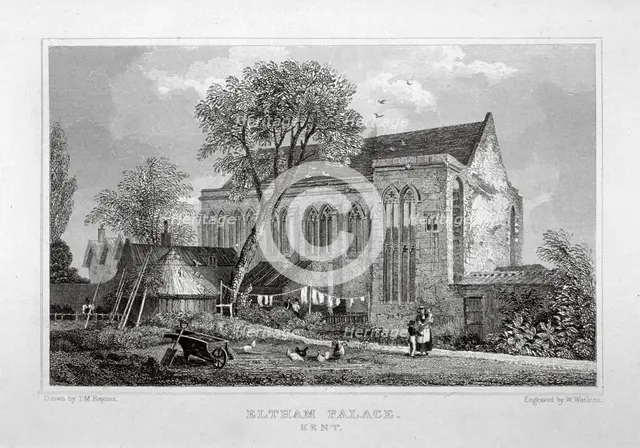 Great Hall of Eltham Palace, Kent, c1830. Artist: W Watkins