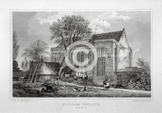 Great Hall of Eltham Palace, Kent, c1830. Artist: W Watkins