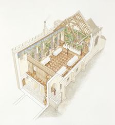 Great hall of Farleigh Hungerford Castle, Somerset, 15th century (2005-2006). Artist: Stephen Conlin