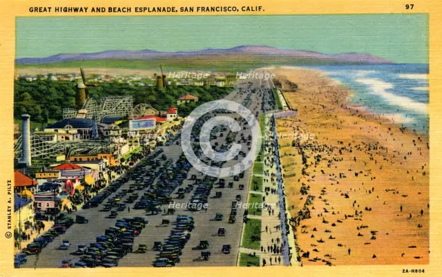 Great Highway and Beach Esplanade, San Francisco, California, USA, 1932. Artist: Unknown