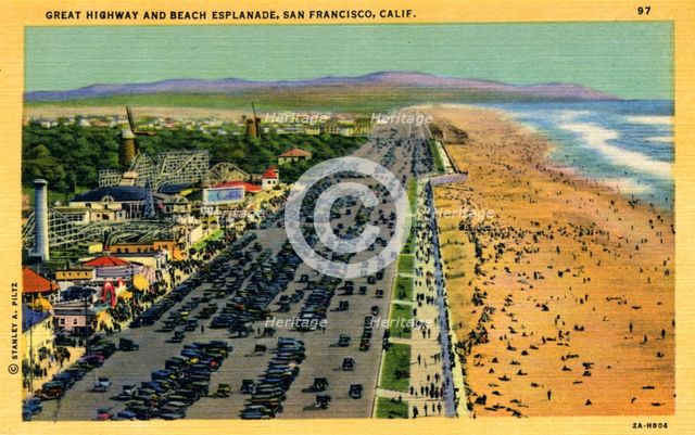 Great Highway and Beach Esplanade, San Francisco, California, USA, 1932. Artist: Unknown