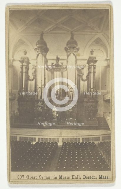 Great Organ, in Music Hall, Boston, Mass, ca.1900s. Creator: Bierstadt Brothers.