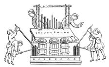 Great organ with bellows and double keyboard, 12th century, (1870)