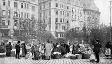 Great market of flowers, Budapest, Hungary, 1922.Artist: AW Cutler