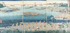 Great Scene of Fishing in the Bay, Mid-19th century. Creator: Ando Hiroshige