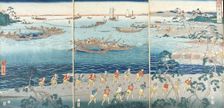 Great Scene of Fishing in the Bay, Mid-19th century. Creator: Ando Hiroshige