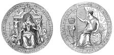 Great Seal of Queen Ann, after the union of England and Scotland, 1707, (19th century)