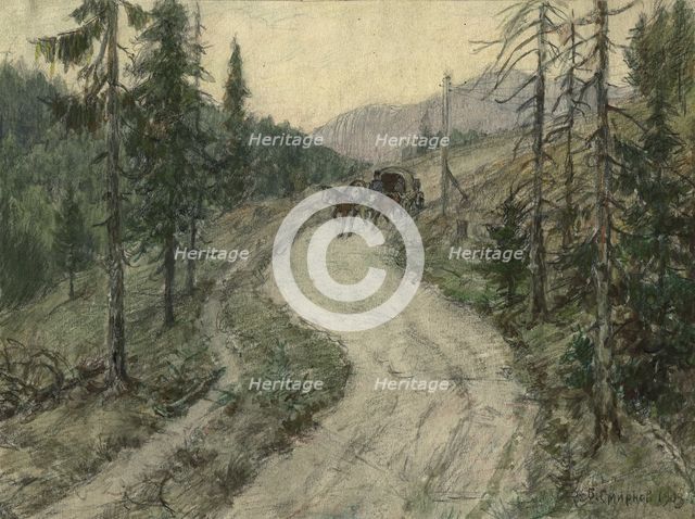 Great Siberian Road in the Krugobaikal Mountains, 1904. Creator: Boris Vasilievich Smirnov.
